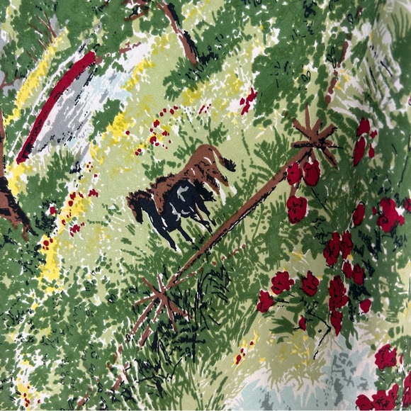 Vintage Gap Y2K Barn Equestrian Country Print Silk Slip Pull on Skirt Size 2 - Picture 3 of 16